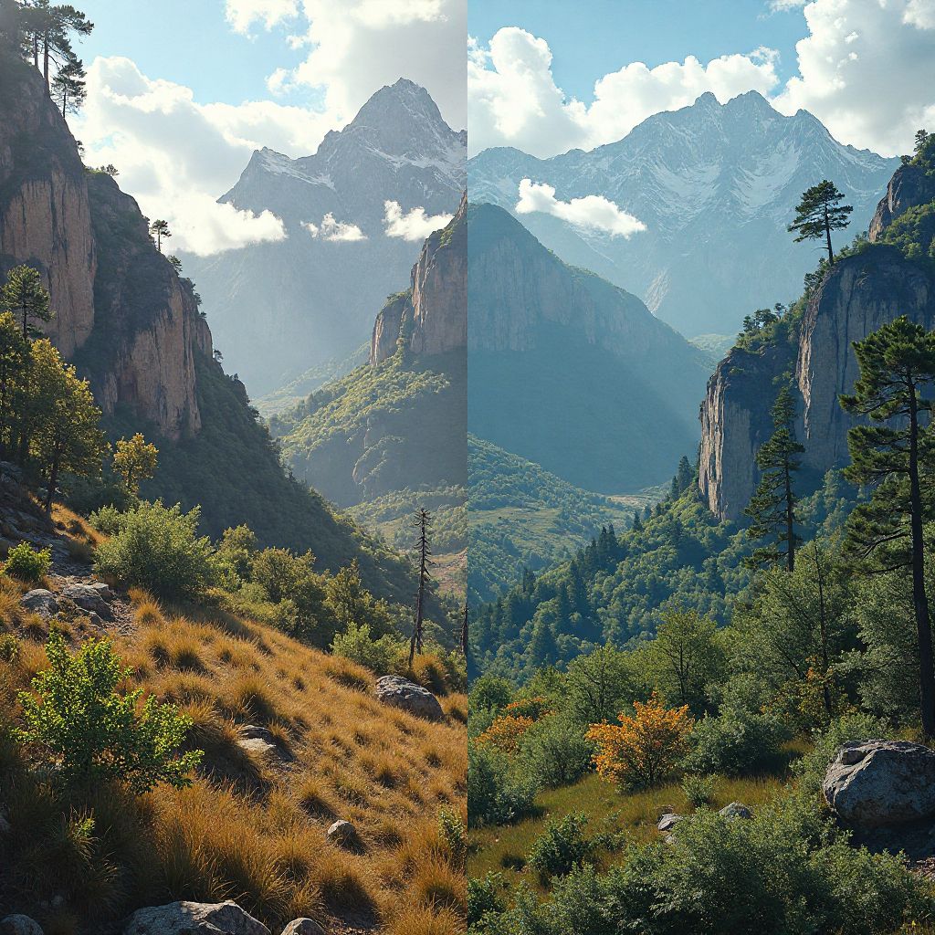 Before and after of mountain ecosystem restoration