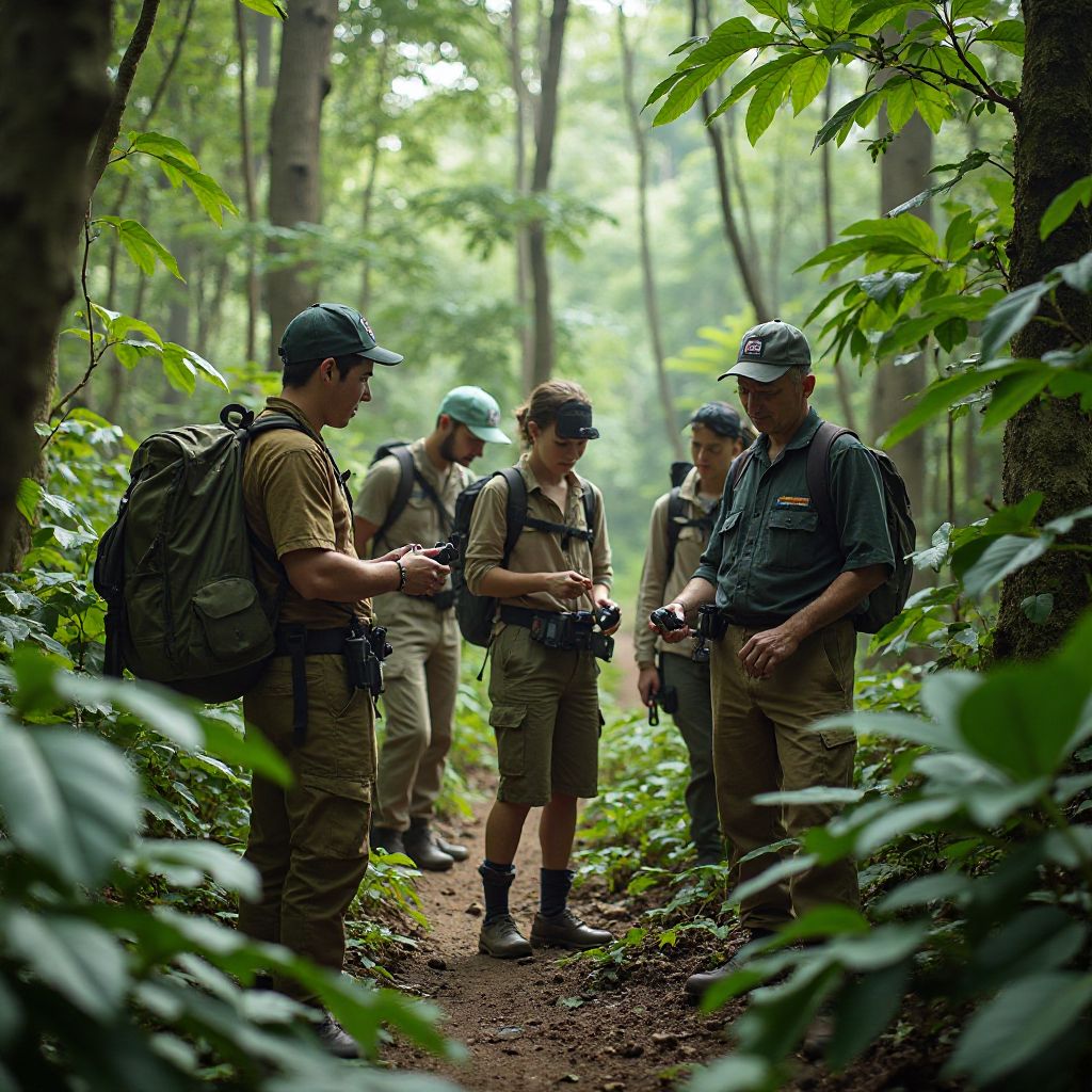 Conservation team working in the field